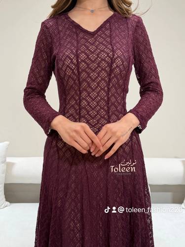 فستان سهرة موف قصير - ‏(XL) الصدر:٩١سم , الخصر:٨١سم