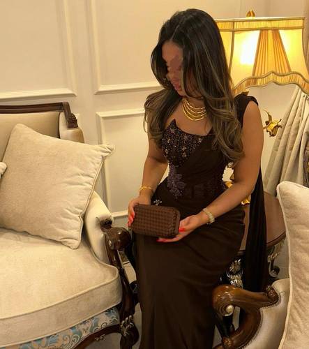 فستان سهرة بني&nbsp; - (XXXL) الصدر:١٠٢سم , الخصر:٩١سم