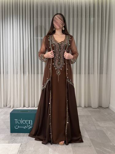 قفطان مغربي قطعتين مطرزه - ‏(XS) الصدر:٧١سم , الخصر:٦٢سم