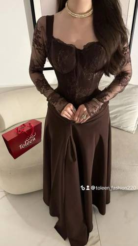 فستان عنود موكا 🤎 - (XXXL) الصدر:١٠٢سم , الخصر:٩١سم