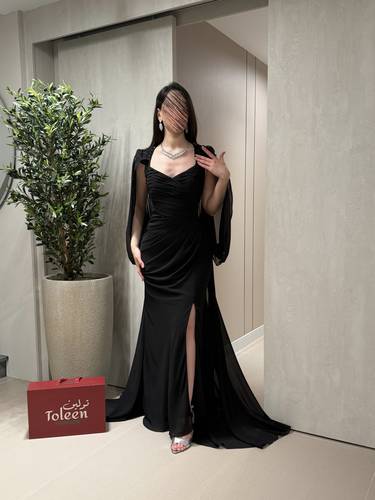 فستان سهره اسود 🖤 - (XXXL) الصدر:١٠٢سم , الخصر:٩١سم