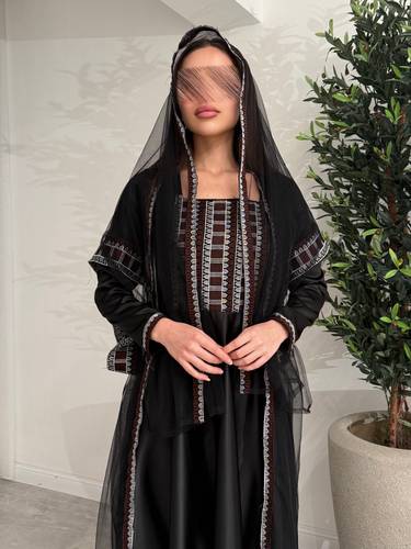 جلابيه تراثيه /اسود - (XXXL) الصدر:١٠٢سم , الخصر:٩١سم
