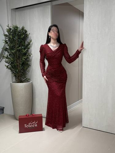 فستان غيدا / بورغندي - (XXXL) الصدر:١٠٢سم , الخصر:٩١سم