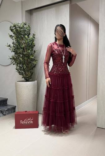 فستان هنادي كم طويل ❤ - (XXXL) الصدر:١٠٢سم , الخصر:٩١سم