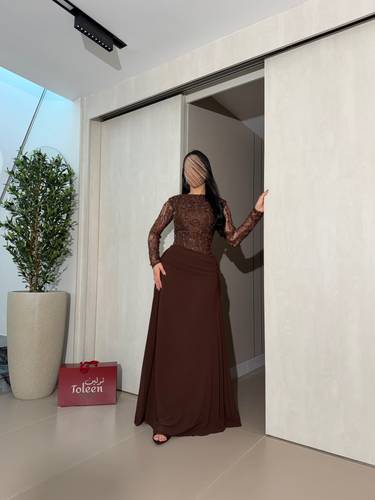 فستان ميار موكا - (XXXL) الصدر:١٠٢سم , الخصر:٩١سم