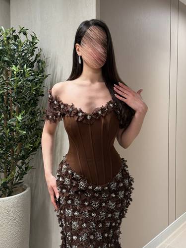 فستان اسوم موكا - (XXXL) الصدر:١٠٢سم , الخصر:٩١سم