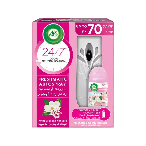 ماكينة معطر جو ايرويك مع عبوة برائحة الليلاك الابيض و الماجنوليا -250 مل