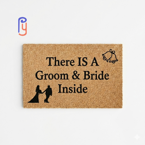 There is a bride and groom inside