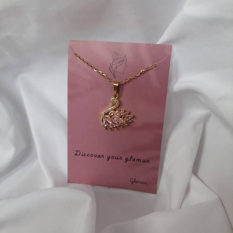 Pink swan necklace 02