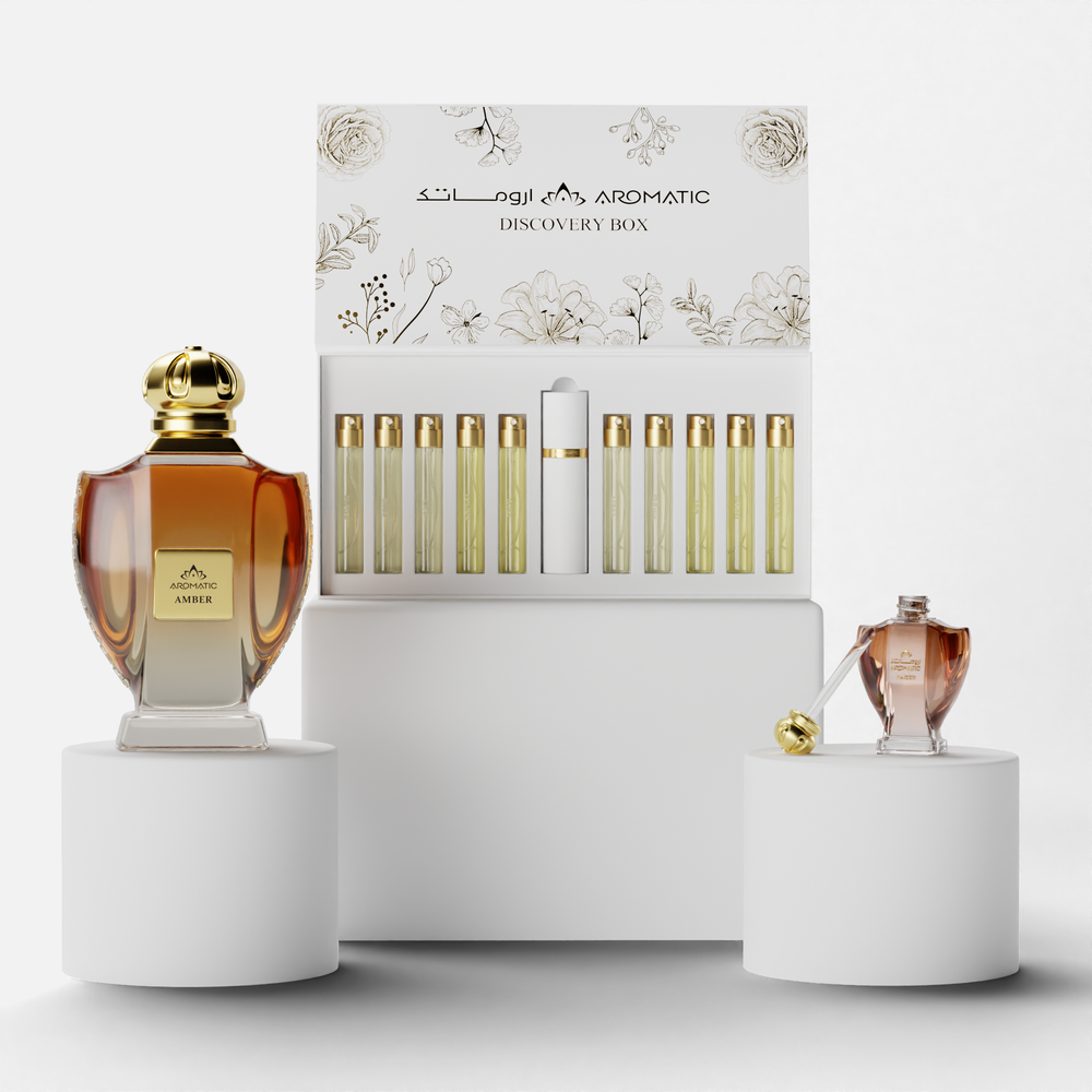 صورة مجموعة وايت ديسكفري بوكس + طقم عطر فاخر من أروماتك السعودية، باقة عطور وهدايا فاخرة داخل المملكة