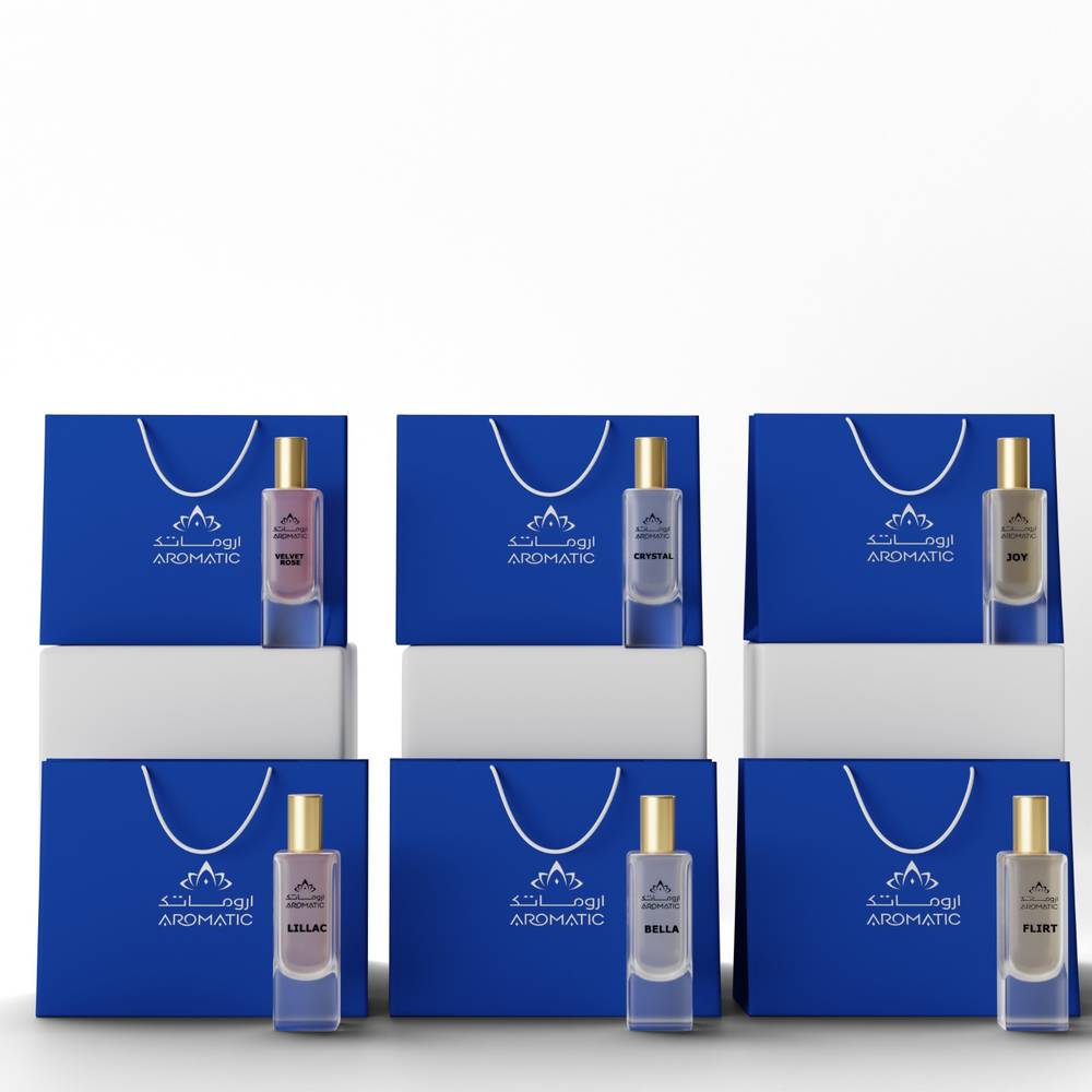 صورة توزيعات العطور الرايقة (6 * 50 مل) من أروماتك السعودية، باقة عطور وهدايا فاخرة داخل المملكة