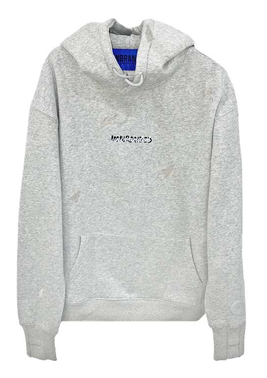 EMBROIDERED GHOSTS GREY HOODIE