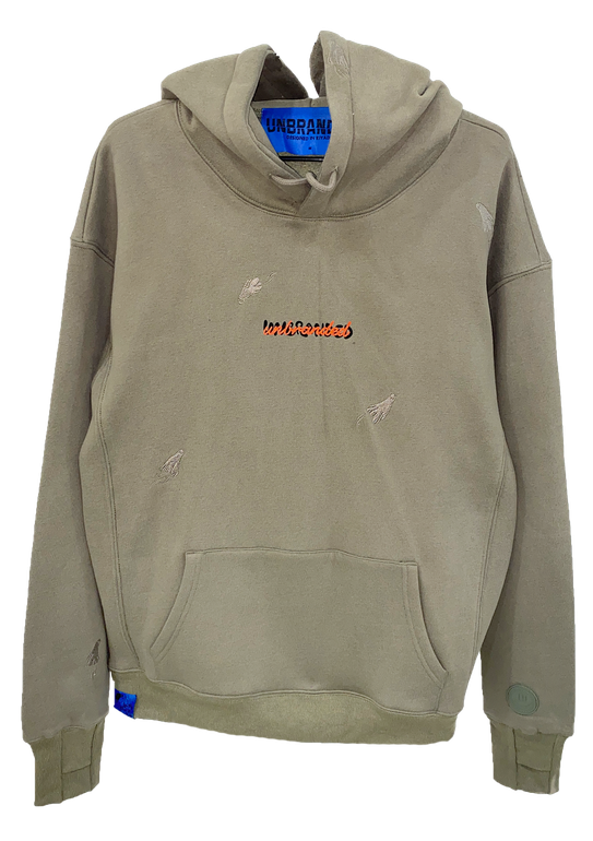 EMBROIDERED GHOSTS OLIVE HOODIE
