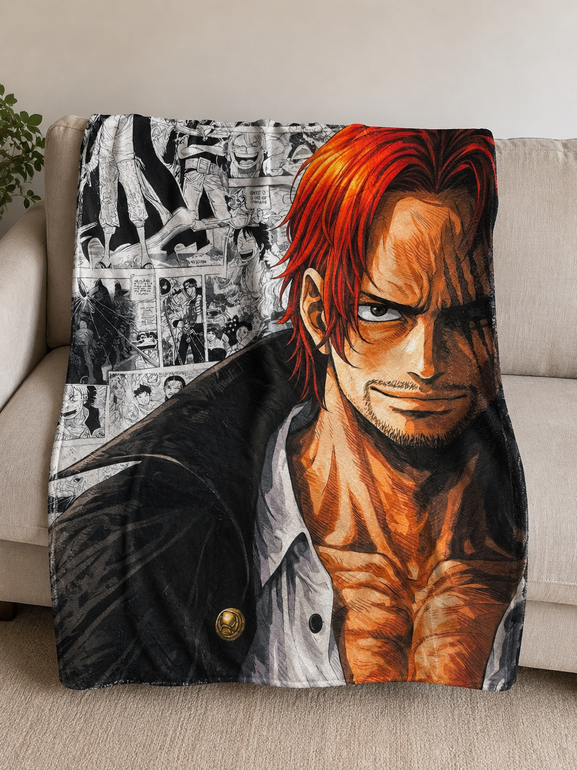 لحاف شانكس ون بيس 90×100 سم | لحاف فرو ناعم بتصميم Shanks من One Piece