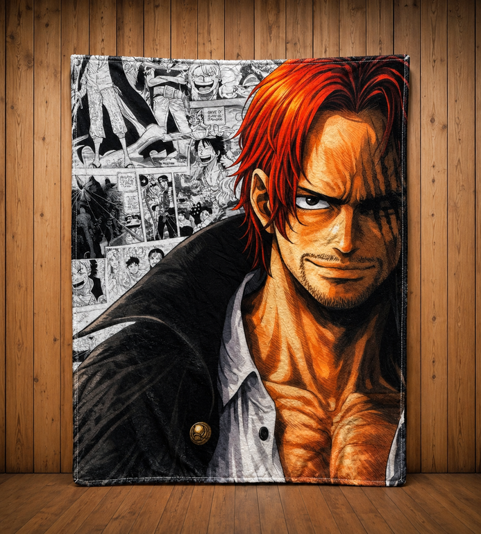 لحاف شانكس ون بيس 90×100 سم | لحاف فرو ناعم بتصميم Shanks من One Piece