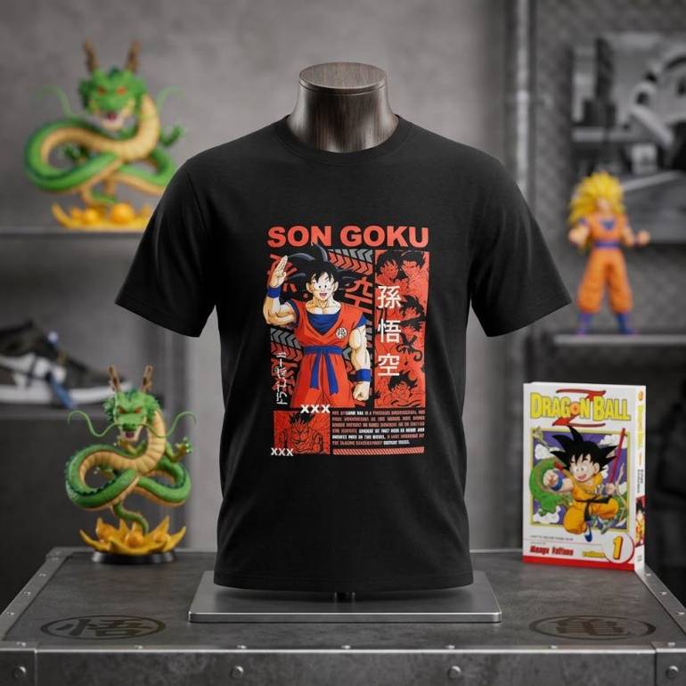 شيرت غوكو دراغون بول | تيشيرت أنمي Dragon Ball Son Goku أسود للجنسين