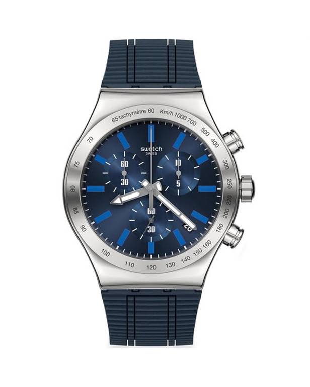Swatch ELECTRIC BLUE Men's Watch, Analog, Rubber Strap, Blue, YVS478