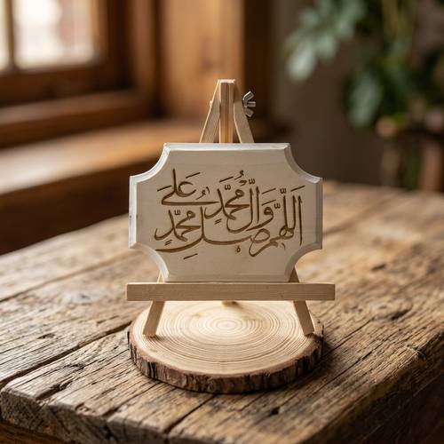 لوحة خشبية بنقش اللهم صل على محمد آل محمد 