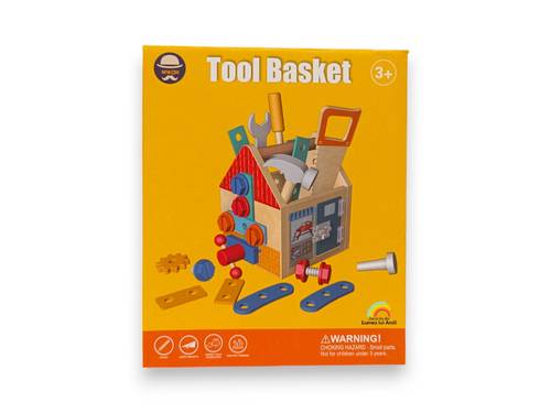 🛠️ سلة أدوات خشبية تعليمية للأطفال – Tool Basket