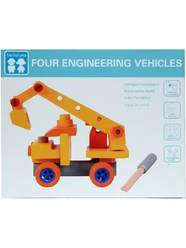 🚜🛠️ لعبة مركبات الهندسة الخشبية – 4 في 1