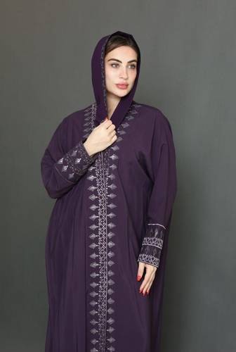 عبايه نص بشت حرير مغسول تطريز خيط قصب نقشه السدو موف