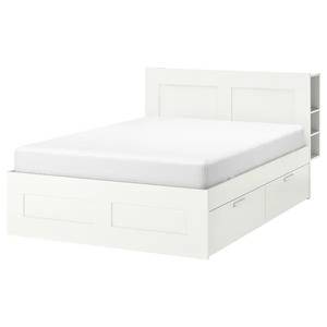 سرير مع تخزين ولوح رأس، أبيض, Luroy، ‎180x200 سم‏