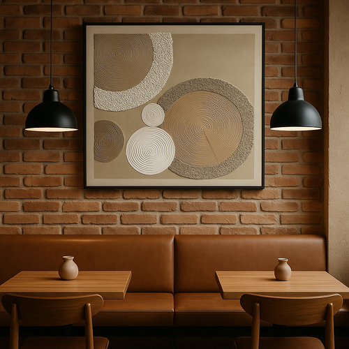 لوحة جدارية مودرن بتصميم دوائر بارزة 100×100
