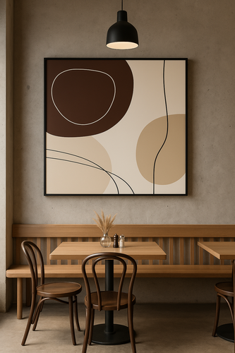 لوحة جدارية مودرن – الأشكال البنية والبيج (100×100 cm)