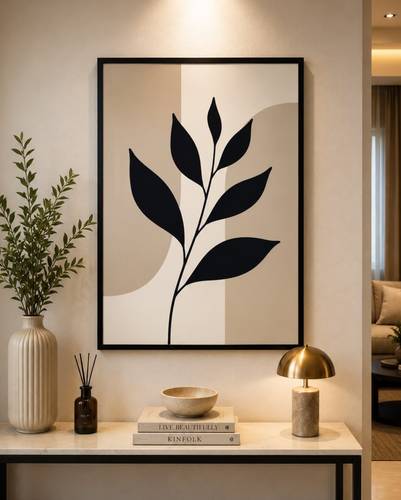 لوحة جدارية مودرن بتصميم أغصان نباتية تجريدية - 70 × 50 سم