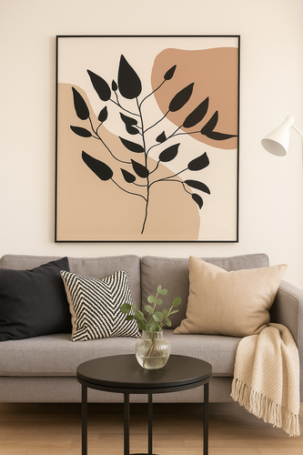 لوحة فنية نباتية بألوان ترابية (100×100 cm)