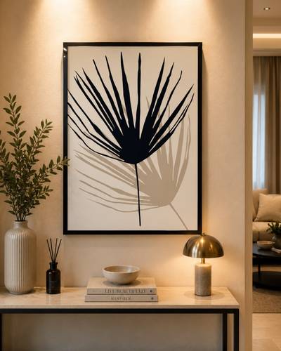 لوحة جدارية مودرن بتصميم تجريدي هندسي - 70 × 50 سم
