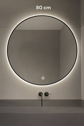 مرآة حائط  LED كهربائية دائرية  بثلاثة أوضاع إضاءة / 80 cm
