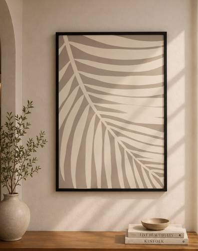 لوحة جدارية مودرن بتصميم ورقة نخيل تجريدية - 70 × 50 سم