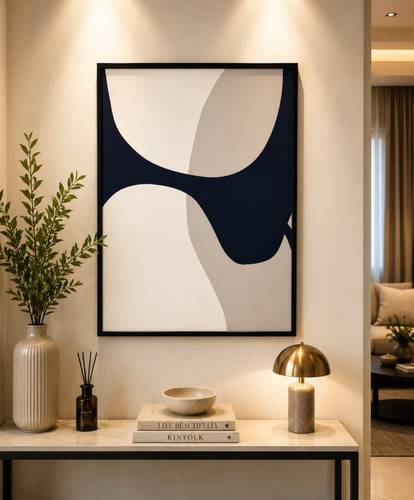 لوحة جدارية مودرن بتصميم تجريدي هندسي - 70 × 50 سم
