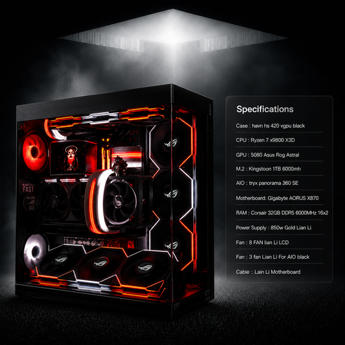 Pc gaming RTX 5080 and ryzen 7 9800X3D
