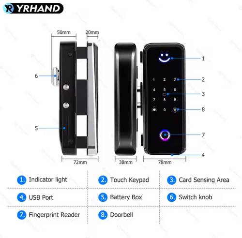 قفل ذكي زجاجي من YRHAND للمنزل و Alexa