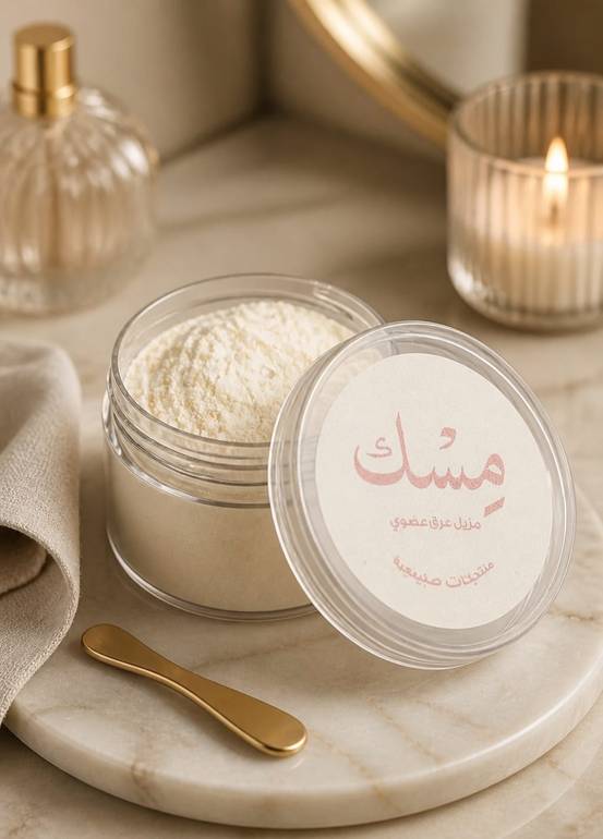 بودرة مسك عضوية لإزالة العرق وتفتيح طبيعي