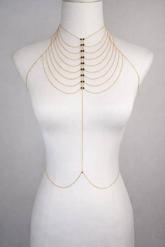 سلسال جسم نسائي Body Chain ذهبي بتصميم متعدد الطبقات