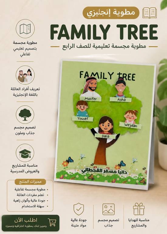 مطويه family tree للصف الرابع