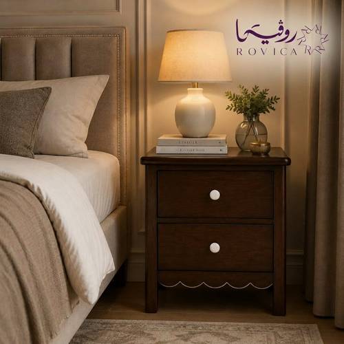 كومودينة خشب طبيعي بدرجين بتصميم كلاسيكي أنيق  Rovica