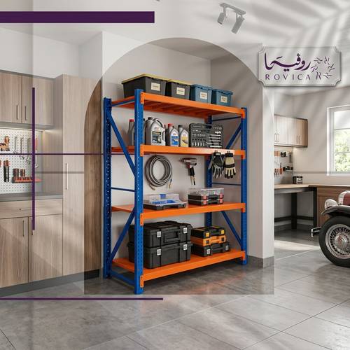  رف تخزين معدني أزرق وبرتقالي حمولة 500 كجم  Rovica