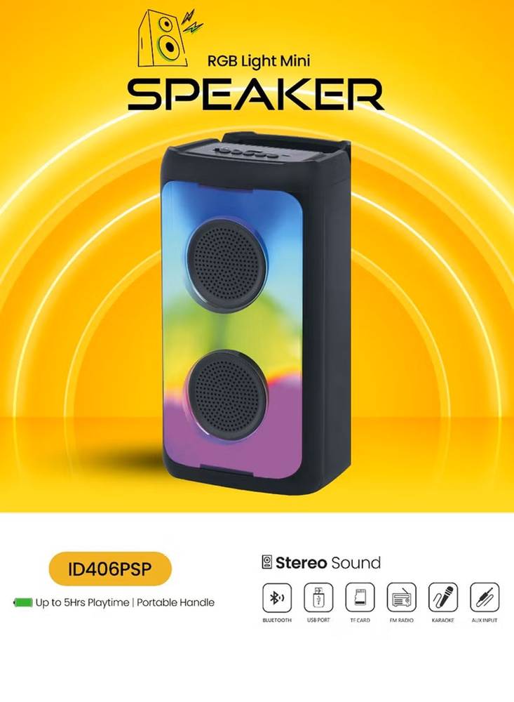 ايديجيت سماعة محمولة بصوت قوي وإضاءة LED. Speaker ID406SSP مع ميكروفون