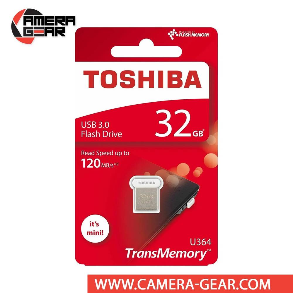 فلاشة Toshiba TransMemory Mini (مثل موديل U364) بسعة 32 جيجابايت هي محرك أقراص USB 3.0 صغير الحجم للغاية ومصمم لتوفير سرعات نقل عالية تصل إلى 120 ميجابايت/ثانية في تصميم مدمج وخفيف الوزن.