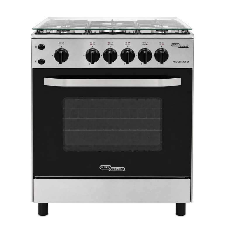 SUPER GENERAL Freestanding Gas Cooker 55×55CM 4 Burners Stainless Steel – KSGC55540FSY
