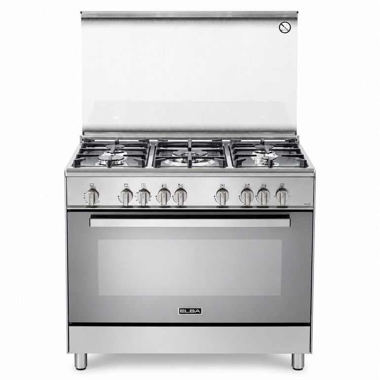 ELBA Italian Freestanding Gas Cooker 90CM 5 Burners Stainless Steel – CXX 965 G SA
