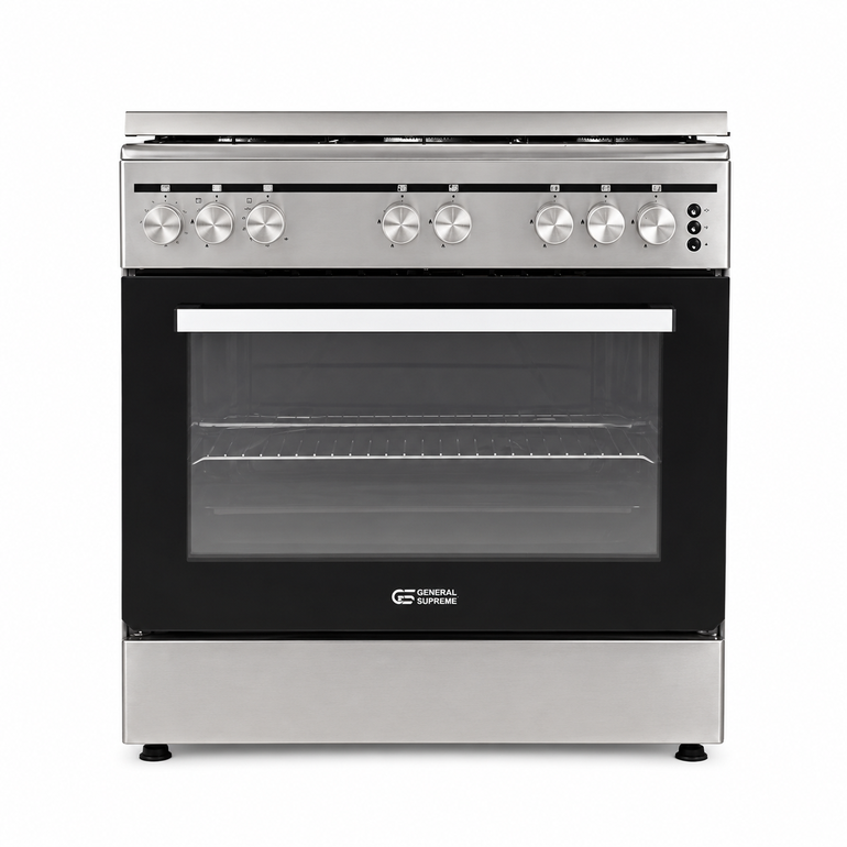 GENERAL SUPREME Freestanding Gas Cooker 80×55CM 5 Burners Stainless Steel – GS8055FGS