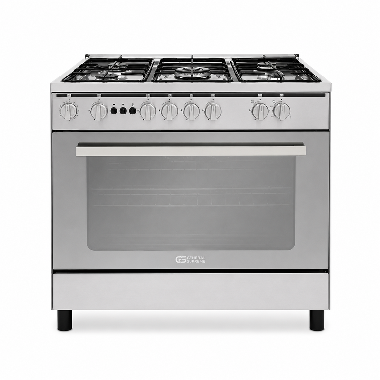 GENERAL SUPREME Freestanding Gas Cooker 90×60CM 5 Burners Stainless Steel – GS9060FRGS