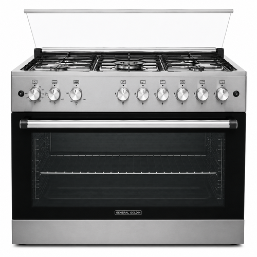 GENERAL GOLDEN Gas Cooker 90×60cm 5 Burners Stainless Steel Dual Fans – GGFC9605-HIXHGF