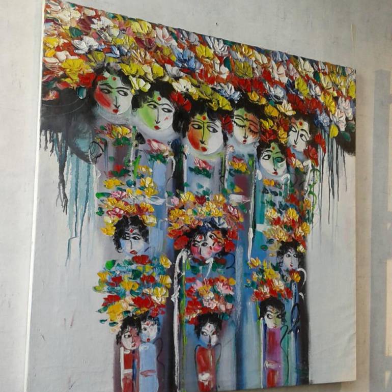 Flower Girls   oil painting 