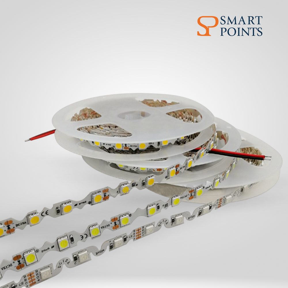   شريط إضاءة LED متعرج – مرن 12 فولت (5 أمتار، أبيض / أبيض دافئ) 